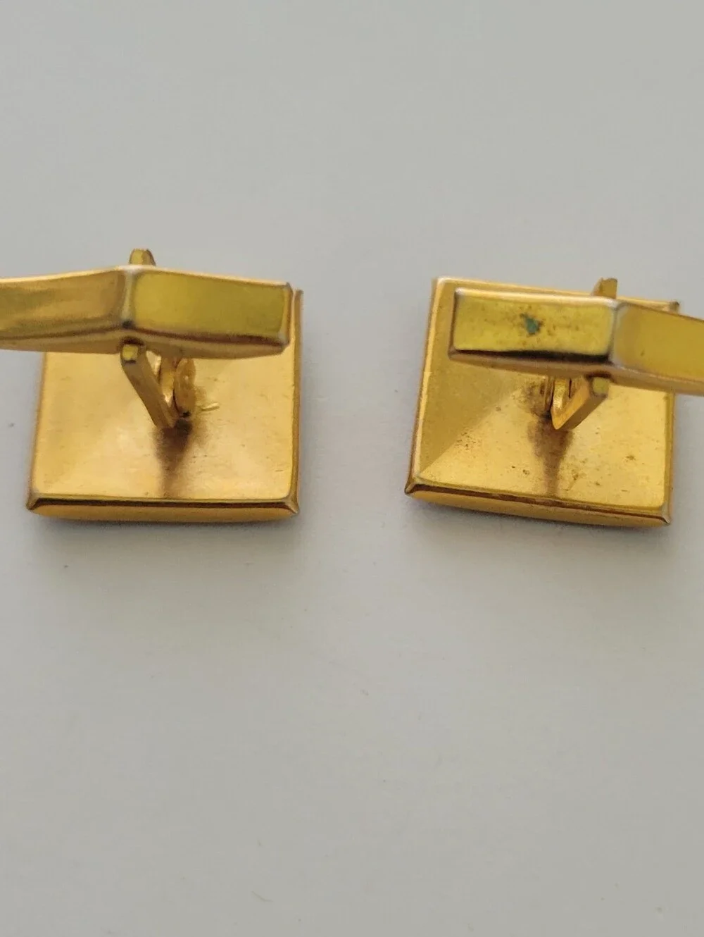 Vintage Damascene Mens Cufflinks Gold Plated Black
